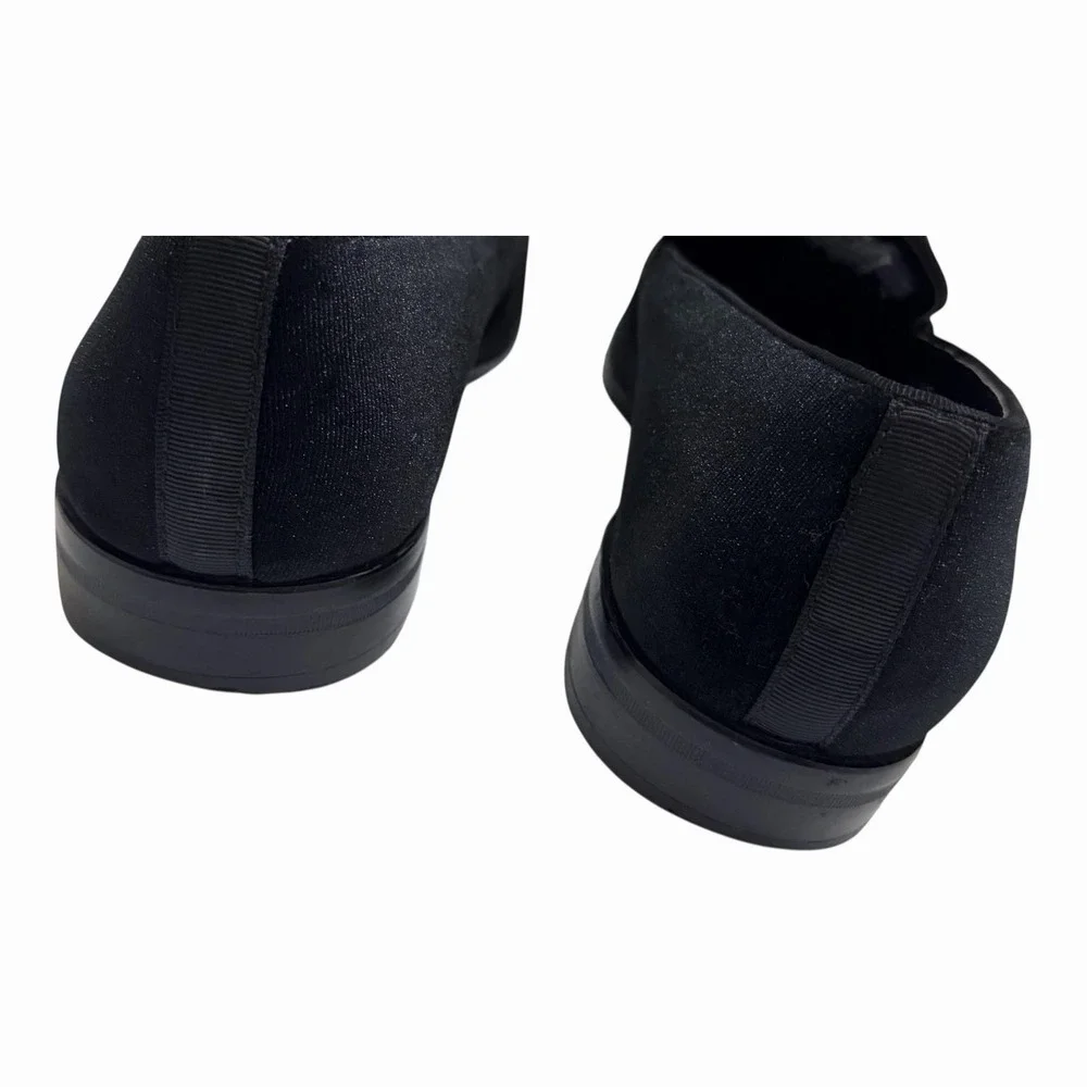 Couture‎ 1910 Men's Black Velvet Smoking Shoes Formal Slip-On Loafers Size 10